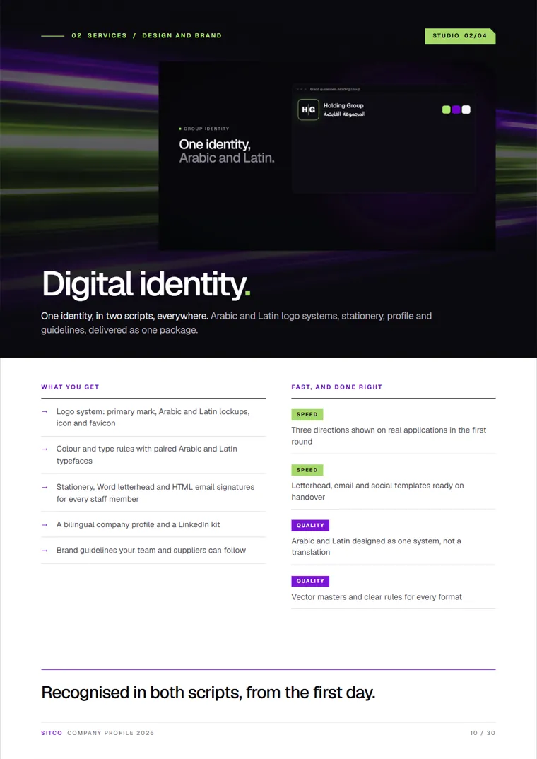 Profile page: digital identity