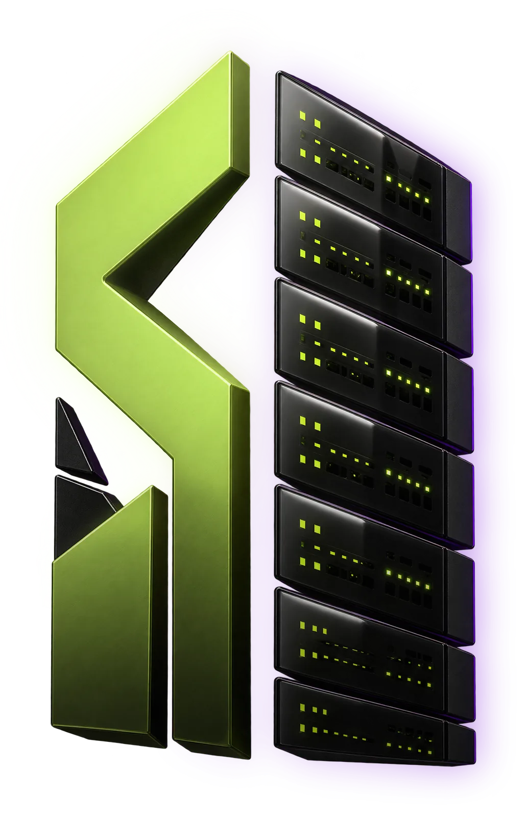 The SITCO tower: a lime S beside a server rack